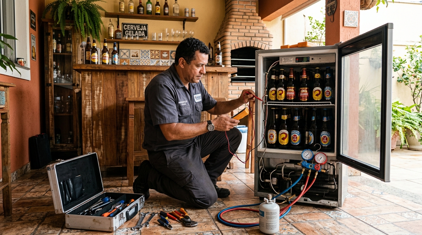 Recarga de gás refrigerante de cervejeira em Campo Grande‑MS