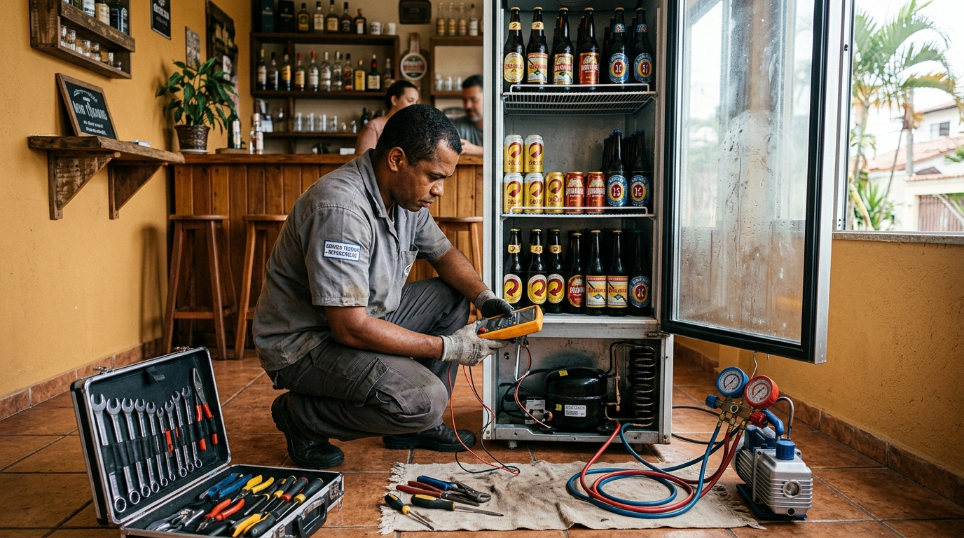 Substituição do termostato de uma cervejeira em Campo Grande‑MS